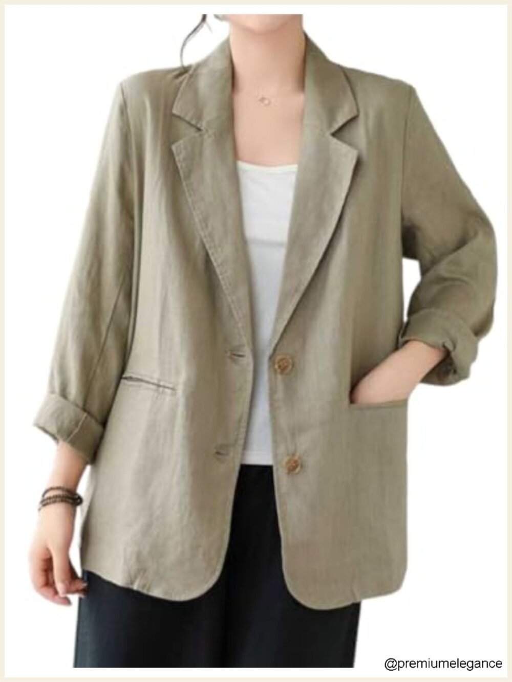 Women's Linen Blend Oversized Blazer Lightweight Business Casual Long Sleeve